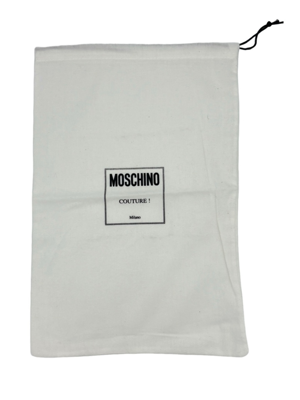 New - Moschino Couture! White Flannel Dust Bag- 9.5”W x 13.5”H - Qty 1